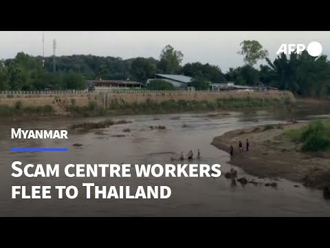 Video Thumbnail: Myanmar scam centre raid sends people fleeing to Thailand | AFP