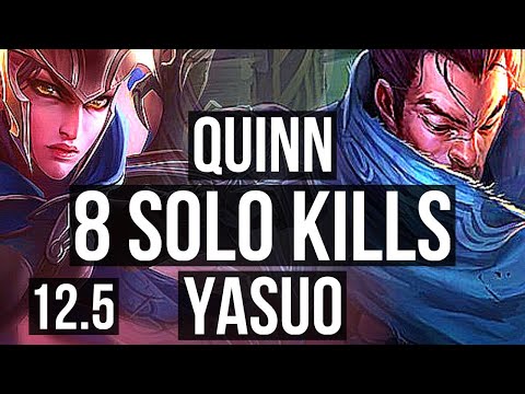 QUINN vs YASUO (TOP) | 3.3M mastery, 8 solo kills, 700+ games, Dominating | BR Diamond | 12.5