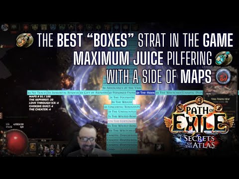 [PoE 3.26] 100 MAPS T16.5 Max Pilfer Box Rolling for PROFIT - Prep & Results (40-60 div+ per hour)