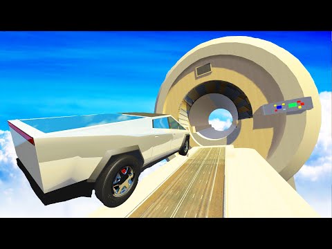 BeamNG DRIVE - Cars Jumping through an MRI machine