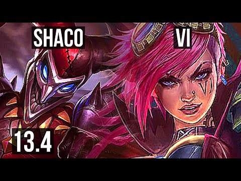 SHACO vs VI (JNG) | 4.2M mastery, 6/0/4, 1300+ games, Dominating, Rank 12 Shaco | KR Master | 13.4