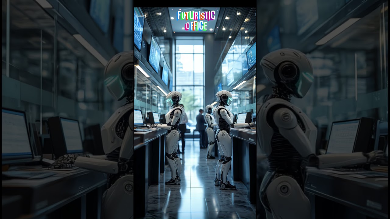 robot working in a office. AI creation #shorts #robot #futuristic