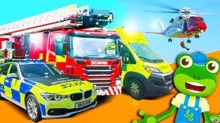 Emergency Vehicles! Gecko&#39;s Real Vehicles | Fire Truck Police Car and More | Learning For Kids