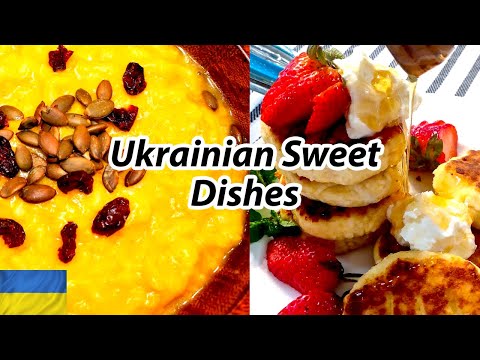 Traditional Ukrainian Breakfast: Pumpkin Porridge and Syrniki (Cheese Pancakes).