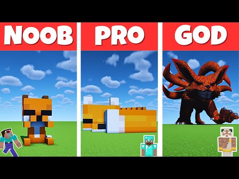 Minecraft NOOB vs PRO vs GOD: FOX STATUE HOUSE BUILD CHALLENGE in Minecraft / Animation 💚