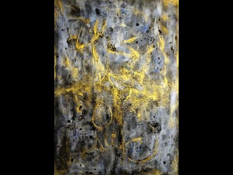 Abstract painting with acrylic, gold effect. Demo.44  Abstrakt malen mit Acryl, Gold Effekt. Demo.44