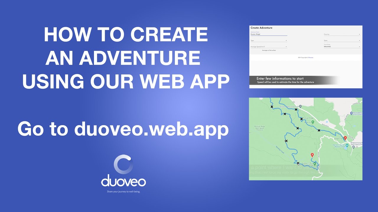 creation a new adventure using duoveo web application