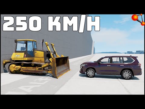 BULLDOZER vs LEXUS LX570! 250 Km/H CRASH TEST! - BeamNg Drive