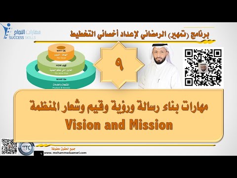 مهارات بناء رسالة ورؤية وقيم وشعار المنظمة Vision and Mission مع د. محمد العامري