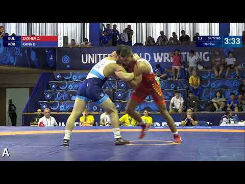 1/8 GR - 77 kg: Z. ZASHEV (BUL) v. B. KANG (KOR)
