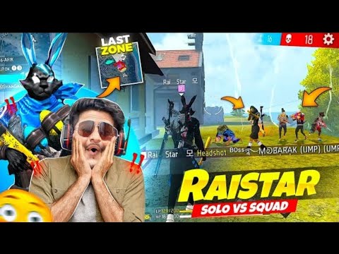 World fastest freefire player Raistar last zone solo vs squad gameplay purgatory - freefire max