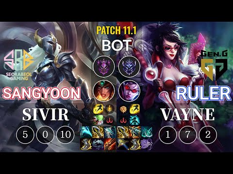SRB Sangyoon Sivir vs GEN Ruler Vayne Bot - KR Patch 11.1
