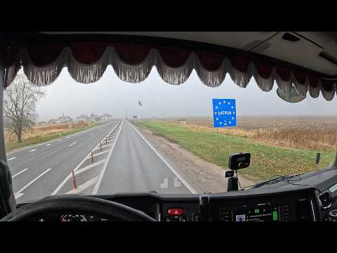 Truck Vlog - First Time in Latvia. Driving Across Country, up to Border with Estonia.