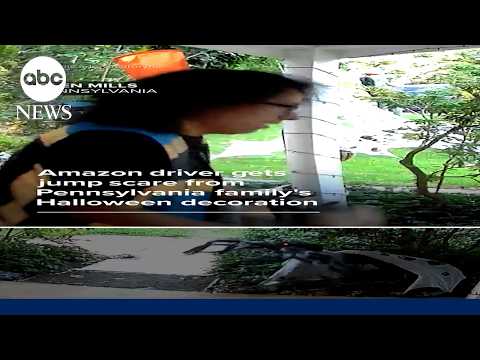 Amazon driver gets jump scare from Halloween decoration