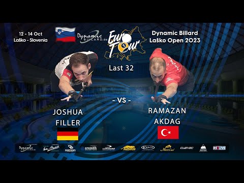 Day 2: Joshua Filler Vs Ramazan Akdag at the Dynamic Billard EuroTour Laško Open Slovenia 2023