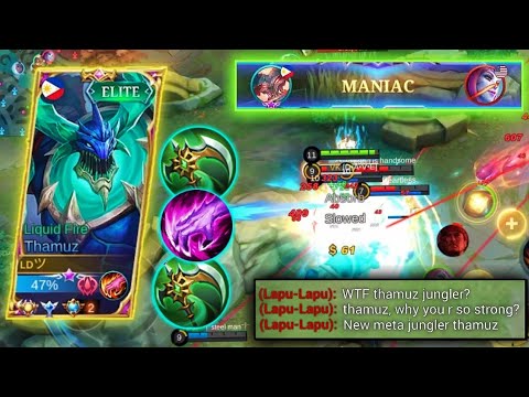 MANIAC!! THAMUZ THE UNDERRATED META JUNGLER | TOP GLOBAL THAMUZ MANIAC GAMEPLAY - MLBB