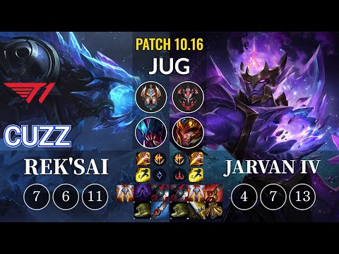 T1 Cuzz Rek'Sai vs Jarvan IV Jungle - KR Patch 10.16