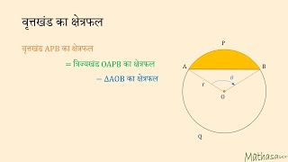 पीले रंग में छायांकित वृत्तखंड का क्षेत्रफल