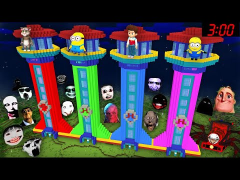 SURVIVAL PAW PATROL BASE WITH 100 TRAIN NEXTBOTS in Minecraft - Gameplay - Coffin Meme Minions