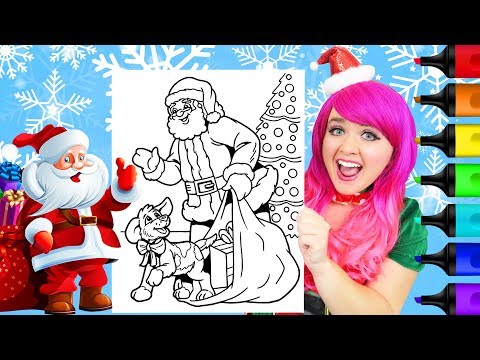 Coloring Santa Claus & Cute Puppy Christmas Coloring Page Prismacolor Markers | KiMMi THE CLOWN Video