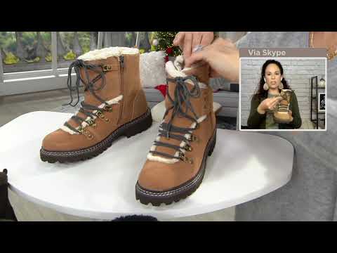 Earth Waterproof Suede Lace-Up Ankle Boots - Glacier on QVC