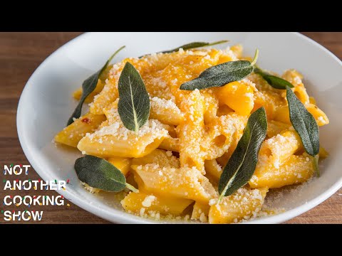 a creamy, seasonal BUTTERNUT SQUASH PASTA with CRISPY SAGE