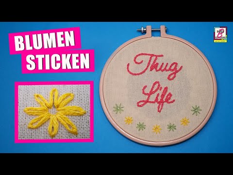 Blumen mit dem Kettenstich sticken