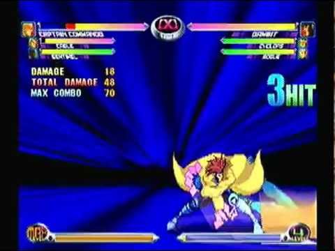 MvC2: Gambit - 2x Kinetic Card Cajun Slash xx Royal Flush (Corner / Midscreen)