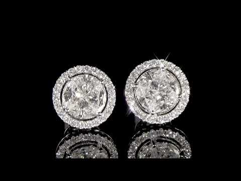 18k White Gold 2.20ct (TDW) Illusion Diamond Halo Earrings