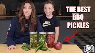 The BEST Homemade Pickles for Backyard BBQ! Pickles, Jalapeno Peppers & Pickled Red Onion
