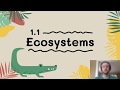 APES Video Notes 1.1 - Ecosystems