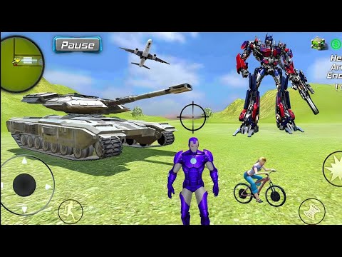 Super Iron-Man Rope Hero Vegas Crime Simulator | Fun At Army Base #8 - Android Gameplay