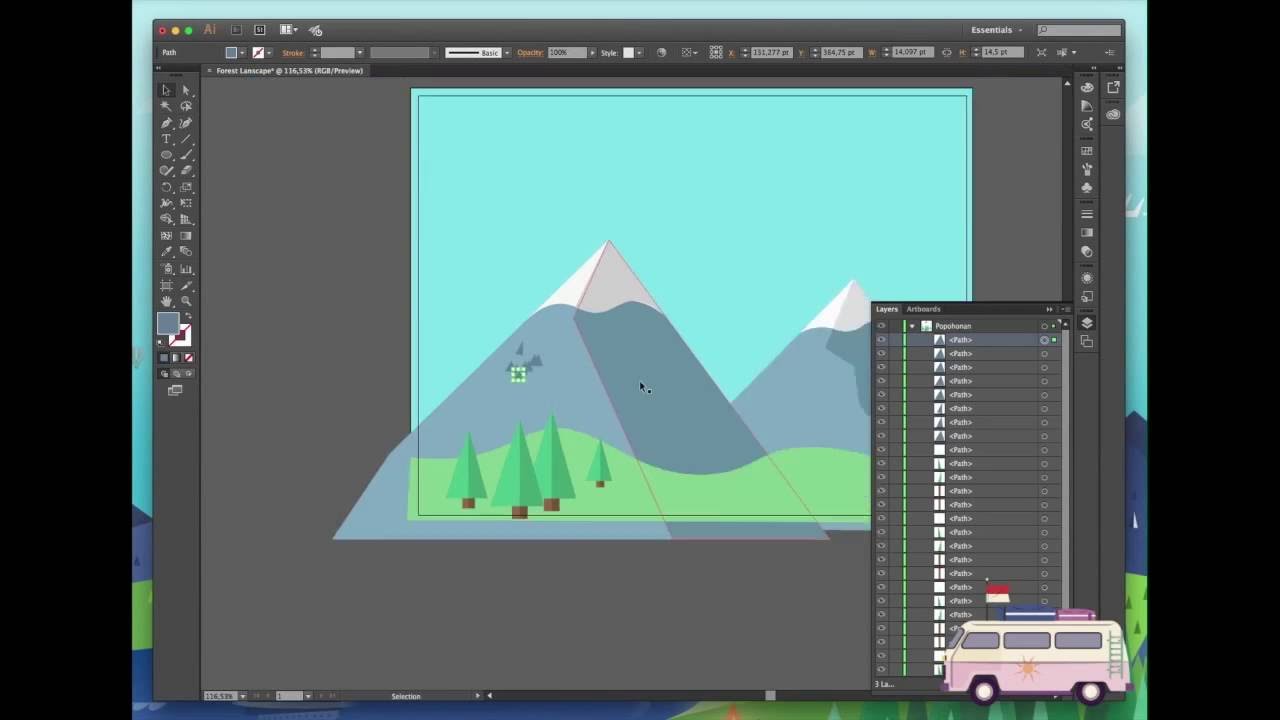 Forest landscape using Illustrator | Speed Art