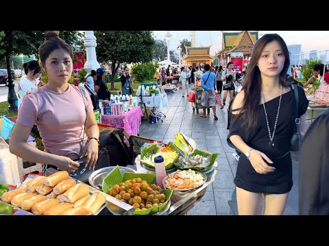Best CAMBODIAN Street Food Tour Collection 2025 - Walking tour at Riverside Food Market, Phnom Penh