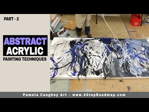 048 - Pamela Caughey - ABSTRACT Acrylic PAINTING Techniques LARGE Scale - PLAY - FUN - Part 2 Video