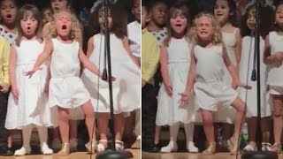 4-Year-Old Girl&#39;s Spirited Singing Steals Spotlight at Preschool Graduation