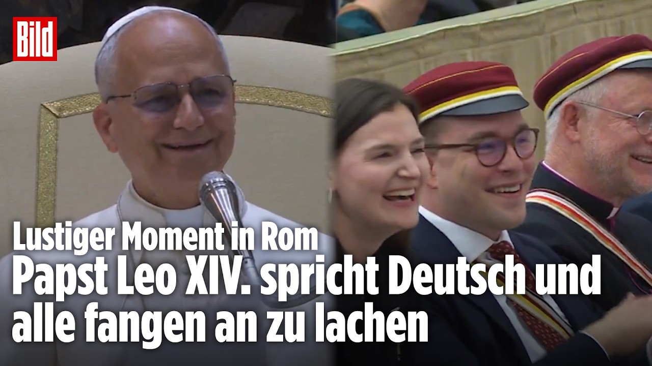 Papst Leo XIV. macht einen Witz: Er spricht Deutsch und alle fangen an zu lachen