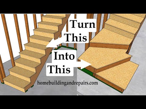 How To Convert Bottom of Straight Stairway To Three Step Winder - Easy Home Remodeling Tutorial