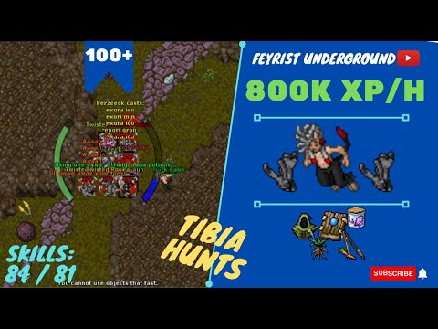 EK SOLO LVL 100+ 800K XP/H - SKILLS 84/81 - Feyrist Underground -1 - TIBIA HUNT