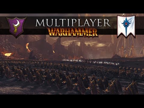 Dark Elves vs High Elves in the Lava Wastes (Total War: Warhammer 2 Online Battle #255)