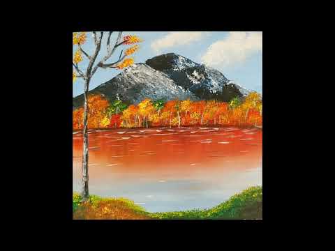 Acrylic painting of autumn scenery|Mountain autumn trees painting |Fall trees|Easy for beginners
