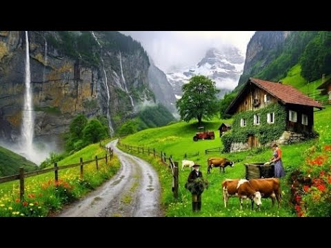 Switzerland’s Rainy Walk in Heavenly Beautiful Swiss Villages Countryside