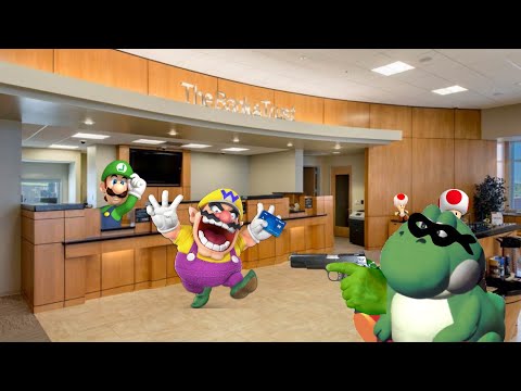 Wario dies in a bank robbery after having to renew his credit card