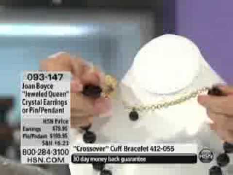 Joan Boyce "Jeweled Queen" Crystal Clip-On Button Earrings  Joan Boyce