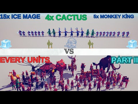 5x MONKEY KİNG+15x ICE MAGE+ 4x CACTUS vs EVERY UNİT l Totally Accurate Battle Simulator l #2