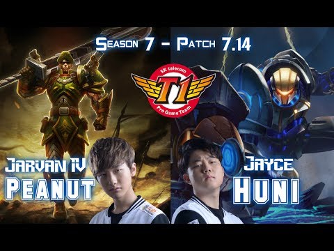 SKT T1 Peanut JARVAN IV vs SKT T1 Huni JAYCE Top - Patch 7.14 KR Ranked