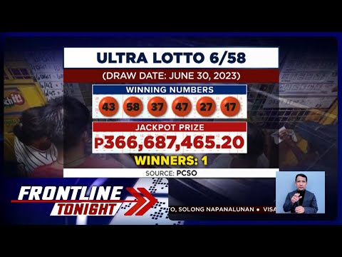 P366.6-M jackpot prize sa Ultra Lotto 6/58, naiuwi na Frontline Tonight