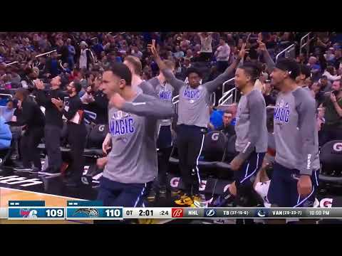 Cole Anthony spins and steps back for a tough three putting the Magic up 1 in OT