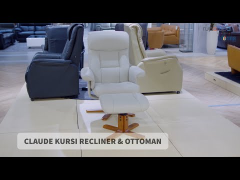 Gambar Informa Claude Kursi Recliner & Ottoman Kulit - Abu-Abu