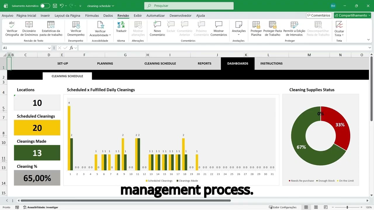 Cleaning Schedule Excel Template | Staff Assignment, Inventory & Cleaning Tracker